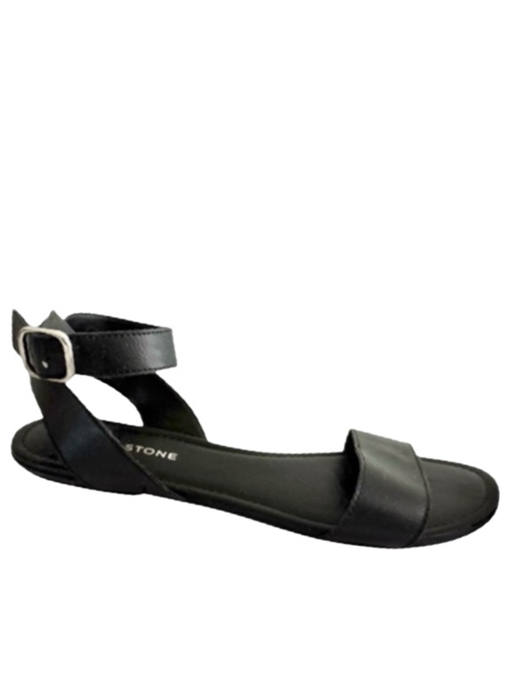 Sun + Stone Ankle Strap Flat Sandals Black Size 9